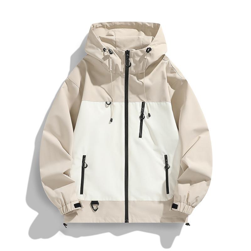 Spring American Contrasting Hooded Jacket for Men and Women Couples Trendy Versatile Jacket Windproof Waterproof Jacket for Men