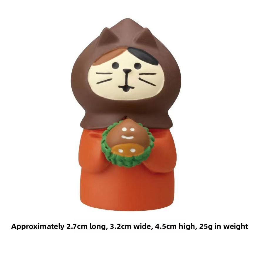 Cat Resin Figurine With Autumn Themed Decor For Home Or Office Display