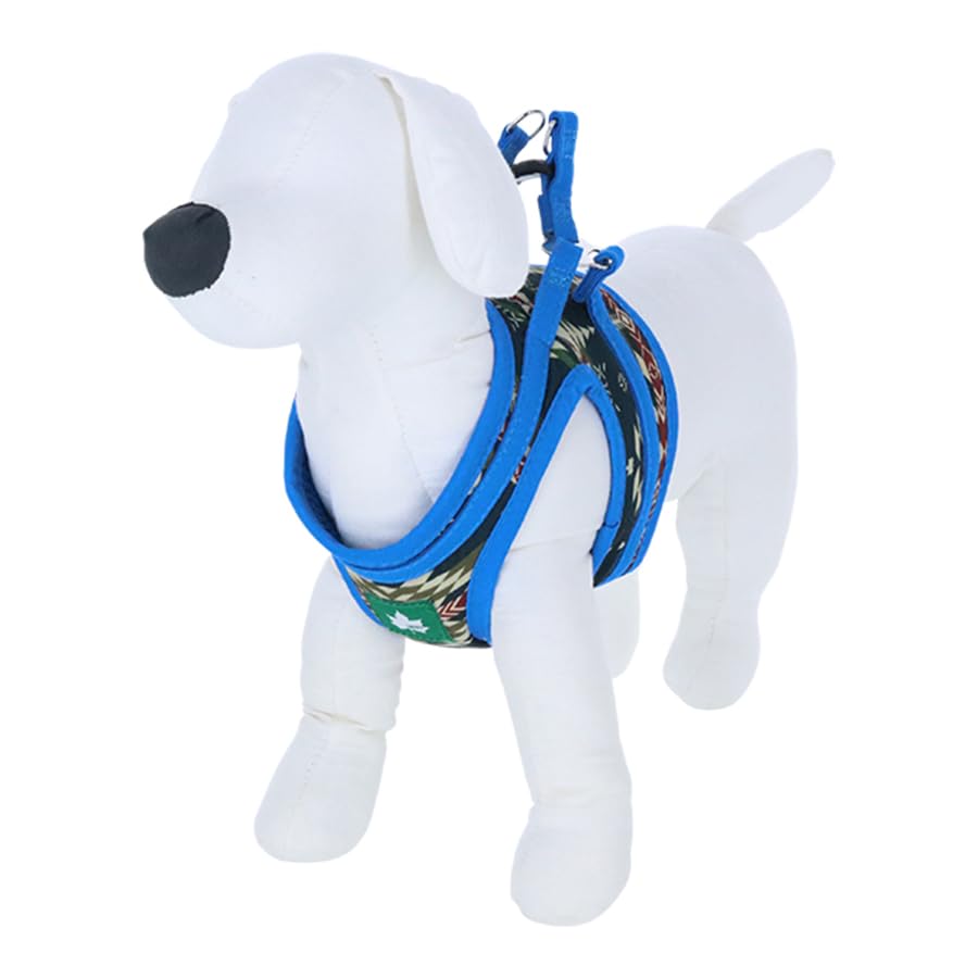 

LOGOS LAND Pattern Harness | Adjustable Size for Training, Walks, and Outings, Anti-Pulling, Easy to Put on and Take Off (Blue, Size M)