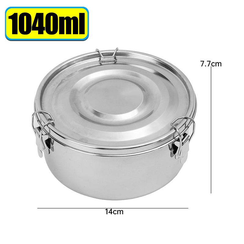 660/1040/1590ml Stainless Steel Fresh-Keep Box Sealed Lunch Box with Lid Food Container Refrigerator Fruit Organizer Container