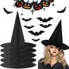 3pcs Halloween Black Witch Hat Creative Party Cosplay Decoration Accessories Family Halloween Hat Pointed Decorative Hat