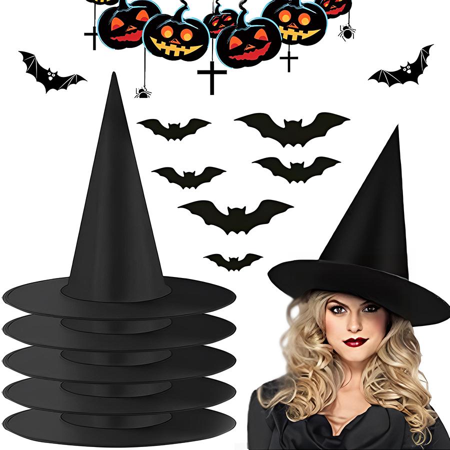 3pcs Halloween Black Witch Hat Creative Party Cosplay Decoration Accessories Family Halloween Hat Pointed Decorative Hat
