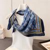 Contrasting color frame geometric imitation velvet herringbone pattern cotton and linen feeling small square scarf silk scarf headscarf shawl decorati
