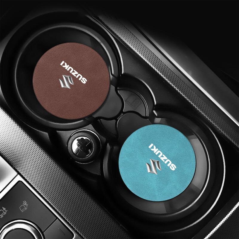 1pcs Suede Car Coaster Mat Water Cup Slots Non-Slip Pad for Suzuki Grand Swift Jimny Vitara Baleno SX4 XL-7 GW250 Accessories