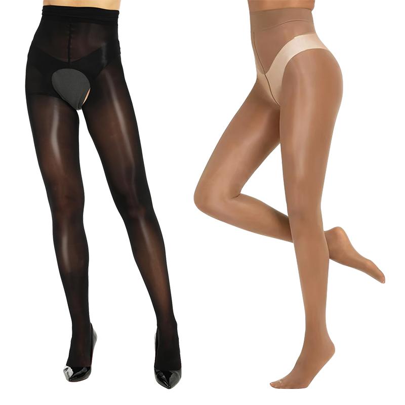

Kave 2 пары Колготки с открытой/закрытой ластовицей больших размеров, гладкие, блестящие, с конским маслом для женщин, с высокой талией, шелковистые, мерцающие, прозрачные колготки Fit for 40-70kg