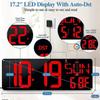 17.2 Inch Large LED Digital Wall Clock with Date & Week,Auto Brightness Adjustment,Compatible with Multiple Brands,EU Plug