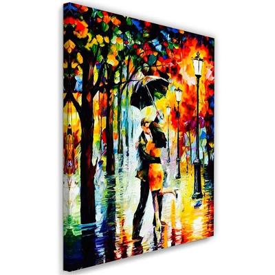 Canvas Print Romantic Couple Umbrella