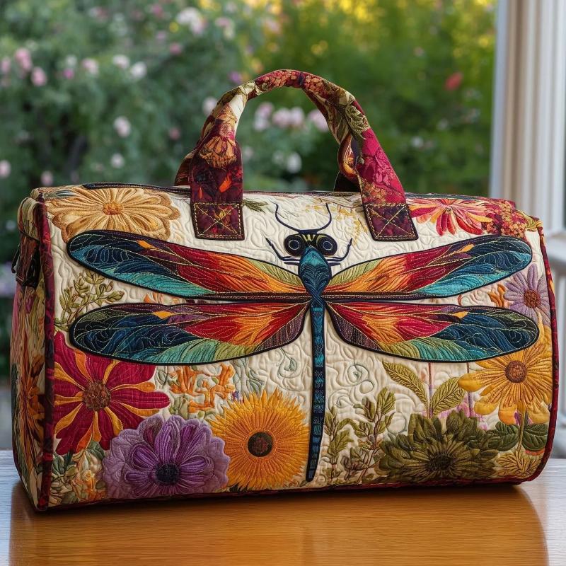Borsa Duffel da Viaggio Grande Capacità Trapuntatura 3D Artigianato Stampa Fiore Farfalla Borse Tote Borsa Sportiva Palestra Per Campeggio all'Aperto