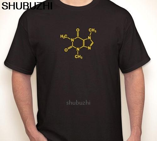 

CAFFEINE MOLECULE coffeechocolate lover sciencechemistry black Tshirt S5XL Fashion Style Men TeeCotton Classic tee sbz8297 S