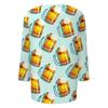 Women’s Casual Crew Neck Three Quarter Sleeve Top with Festival and Snack Print for Everyday Wear and Seasonal Events