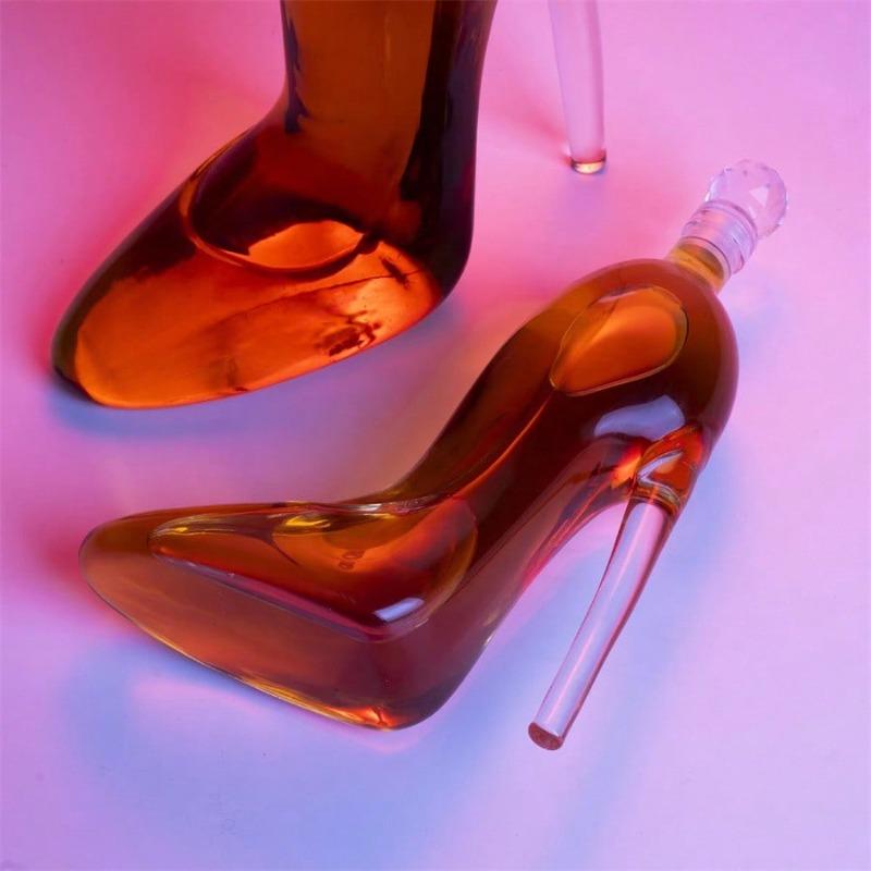 1pc 350/750ml Glass Wine Decanter, High Heel Shaped Wine/Whiskey Bottle, Glass Decanter, Alcohol Bottle, Whisky Container