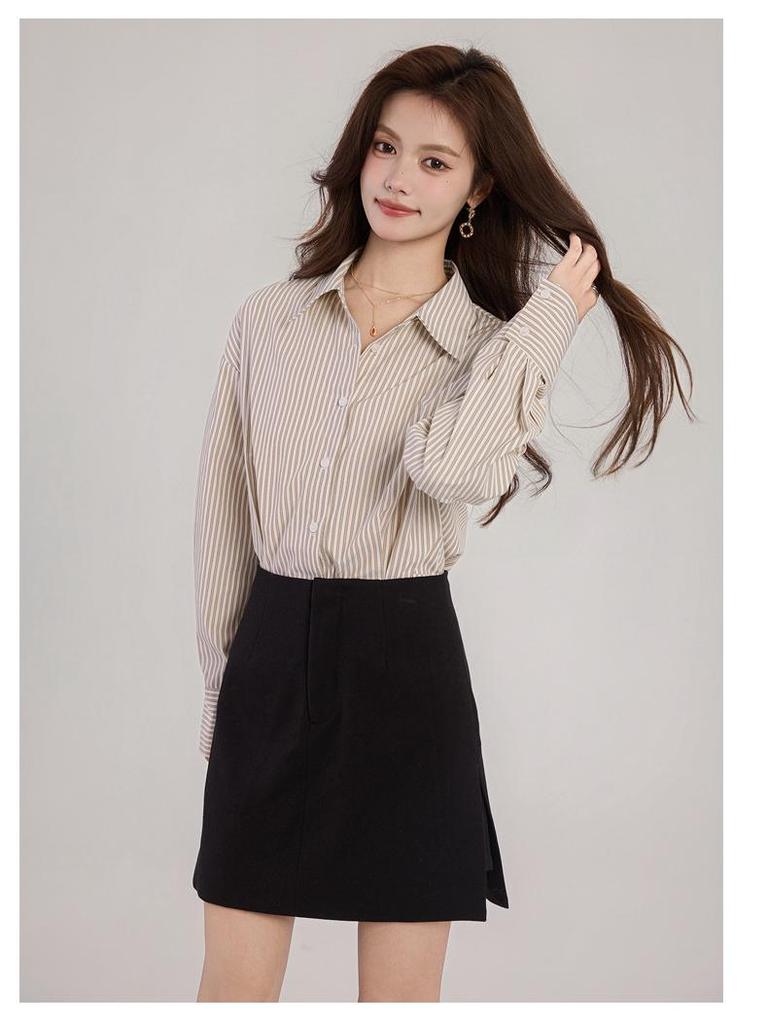 Elegant French Stripe Slimming Blouse - Spring 2026 Professional Women's Top