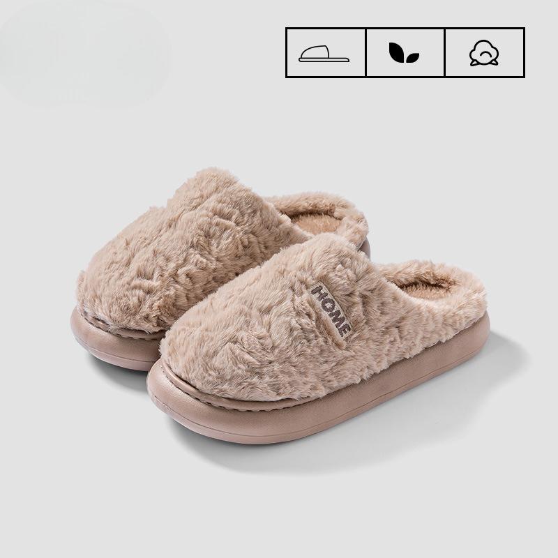 New Plush Cotton Shoes for Women's Home Use, Anti-slip Outerwear Slippers