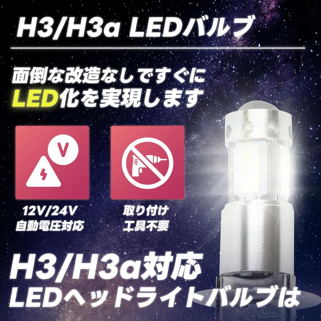 SENJWARM LED Bulbs 80W White Fog Compatible with Trucks Illumination High-Brightness 16-LED H3/H3a (2 Bulbs), Lamps, 12V/24V (Grand/Profia/Quon/Super