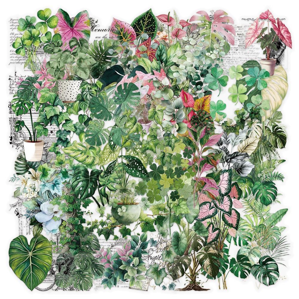 50Pcs/Set Retro Plant Leaves Series 02 PET Clear Stickers Waterproof DIY Fashion Decals Stickers