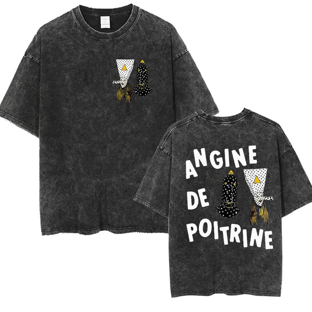 Rock Band Angine De Poitrine Vintage Washed T Shirts Mens Women Fashion Gothic Short Sleeve Tshirt Punk Hip Hop Clothing Tees