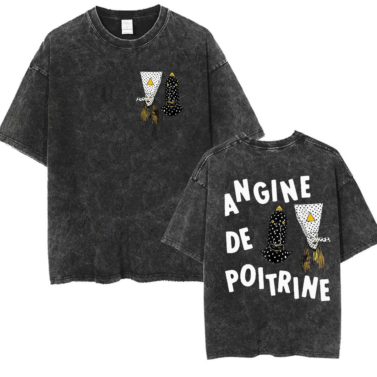 

Rock Band Angine De Poitrine Vintage Washed T Shirts Mens Women Gothic Fashion Oversized Cotton Tshirt Hip Hop Streetwear S