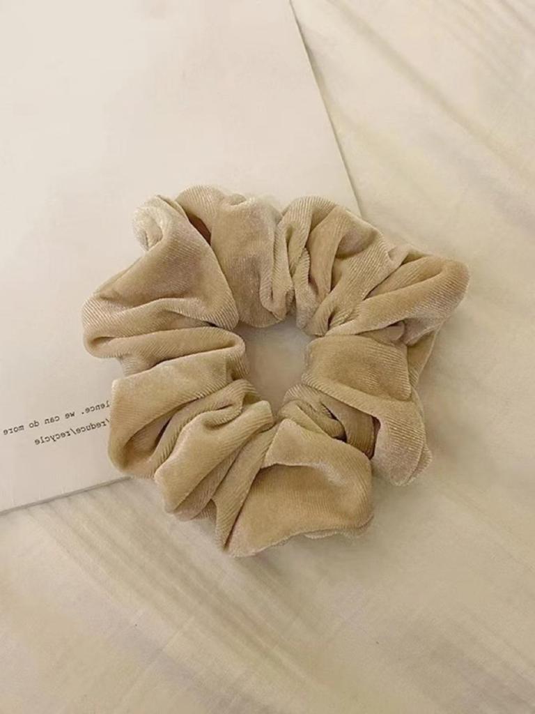 1pc Women's 6.5in Premium Satin Scrunchies Hair Ties, Black, White, Khaki, Brown, Elegant, Versatile, Minimalist, Solid Color
