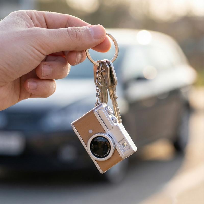 Creative Design Mini DSLR Camera Glowing Keychain Includes Light Sound Effect for Stylish Gifts and Parties Personal Use