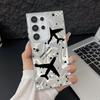 Airplane Pattern Camlet Laser Case For Samsung Galaxy S25 S24 S23 Ultra Plus S24 FE A55 A56 A54 A25 A15 A16 A34 5G Phone Cover