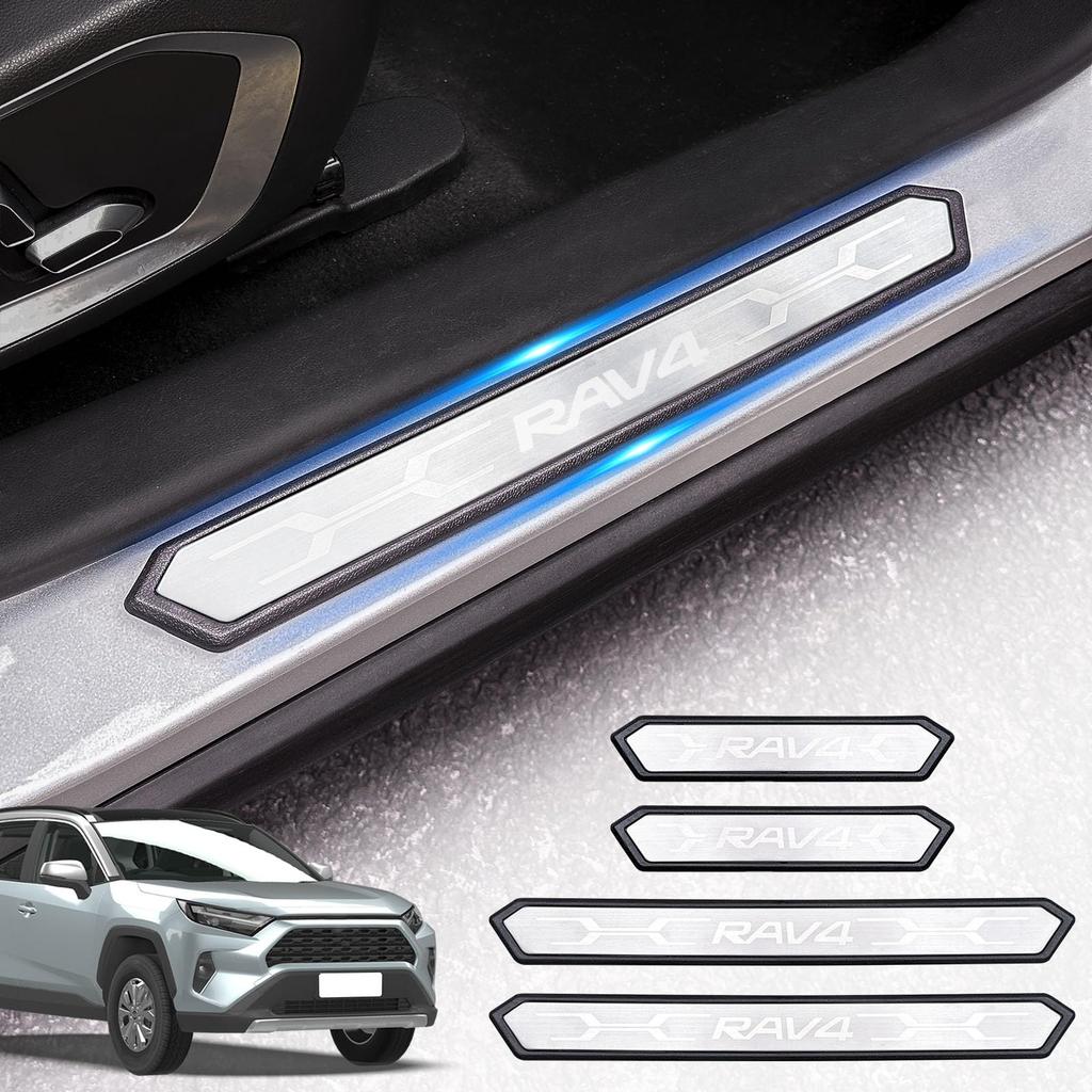 HUDIY Stainless Steel Step Guards for RAV4 XA50 Side Step Scuff Door Sill Door Scuff Luggage Step Scratch and Stain Easy Japanese Instruction Manual