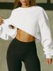 2024 Women's Loose Solid Color Cropped Round Neck Hoodie