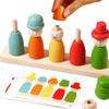 Kids Color Shape Stacked Matching Game Montessoris Wooden Toys Fine Motor Skills Puppet Hat Face Match Creative Educational Toys