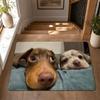 Kwaii Cute Dog Floor Mat Flannel Rug Non Slip Absorbent Soft Washable For Entryway Hallway Bathroom Kitchen Decor