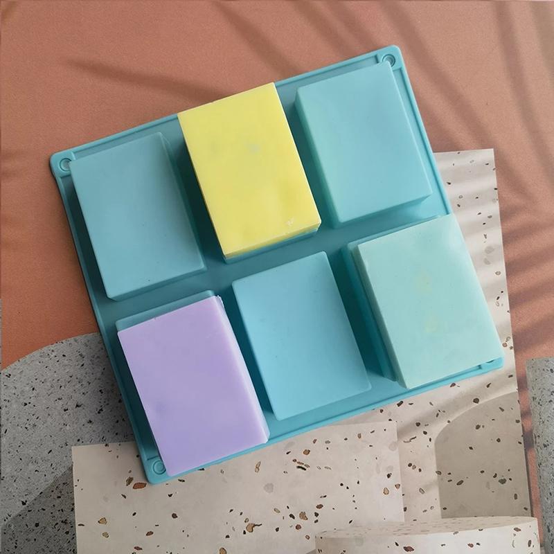 6 Cavity Square Plain Soaps Mold Rectangle Diy Handmade Soap Form Tray Mould