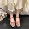 Elegant Loafers Shoes 2024 Spring Women Buckle Soft Sole Single Shoes Women Fashion Round Toe Granny Flats Shoes
