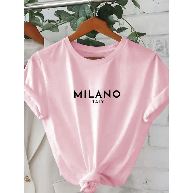 

Женская футболка с круглым вырезом и коротким рукавом с буквенным принтом 2XL