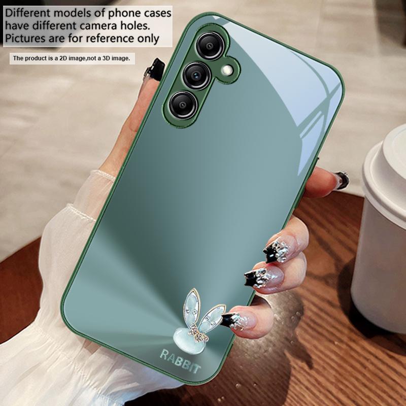 A Cute Light Blue Rabbit For Samsung A73 72 71 A70 56 55 54 A53 52 51 50 42 A35 A34 33 32 31 26 25 24 23 22 30 Glass Phone Case