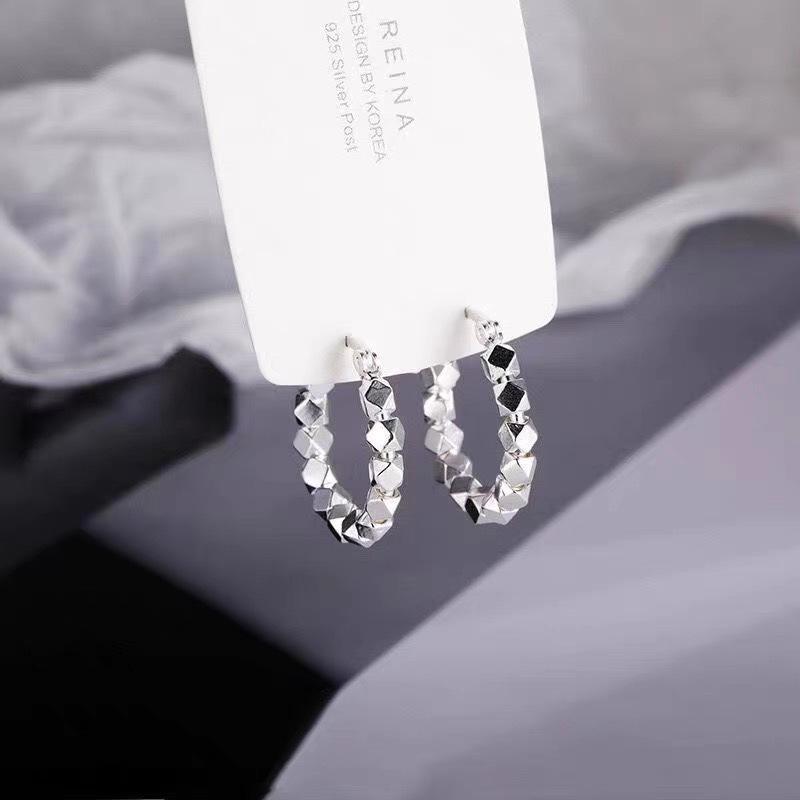 1 Pair 925 Silver Small Block Ear Buckle Trendy Simple Hoop Earrings For Women Party Fine Jewelry Gifts