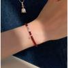 Korean INS Style Handmade Plated Copper Red Agate Fish Charm Bracelet Women Minimalist Layering Jewelry
