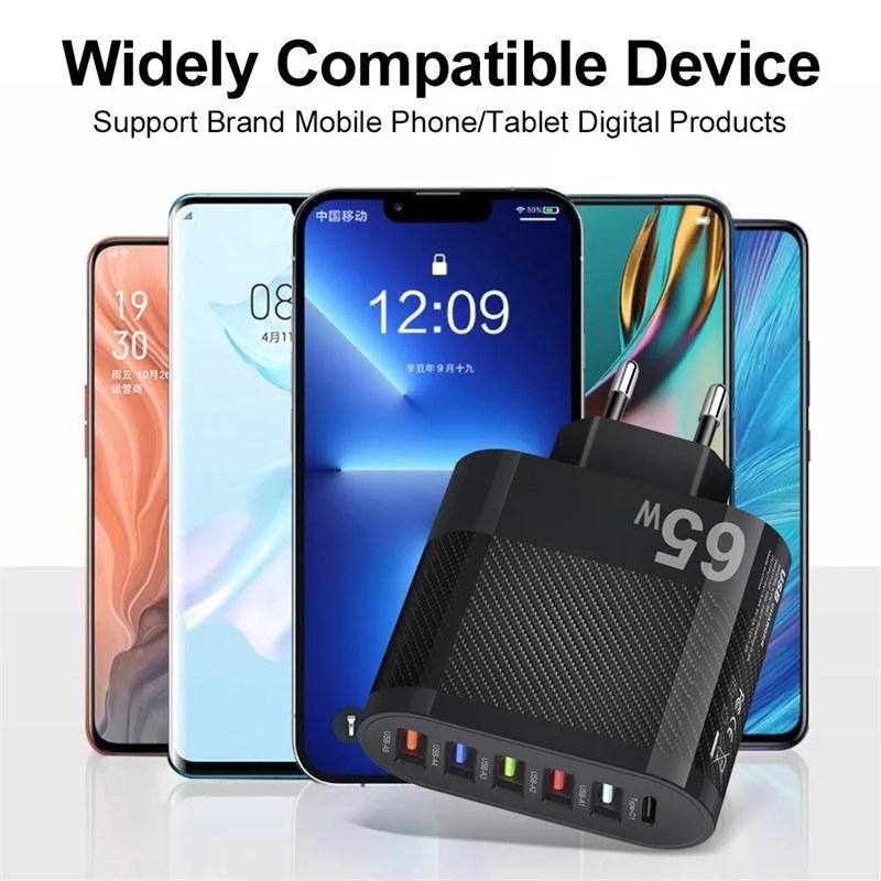 Adattatore di ricarica USB PD da 3,1 A a 5 porte per Xiaomi iPhone 13 Samsung Caricabatterie da muro QC 3.0 per telefono cellulare