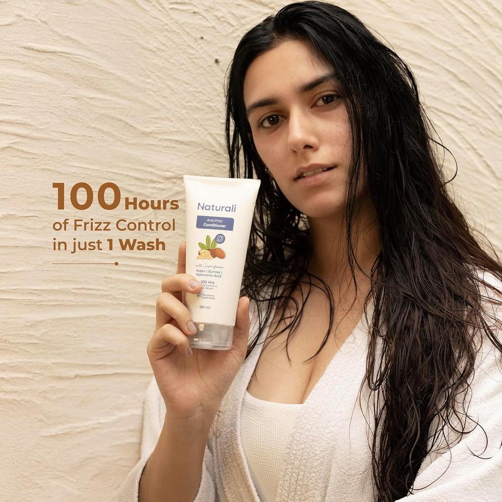 Naturali Anti-Frizz Conditioner 180ml Pack of 1 | Smooths Hair, Reduces Frizz & Leaves Hair Shiny Lightweight