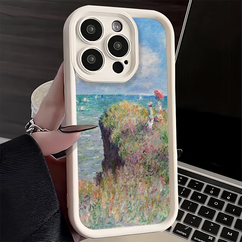 Phone Case for iPhone 17 Air 16E 15 16 Pro Max Claude Monet Oil Painting Cover 14 Plus 13 12 Mini Soft Shell Silicone Fundas