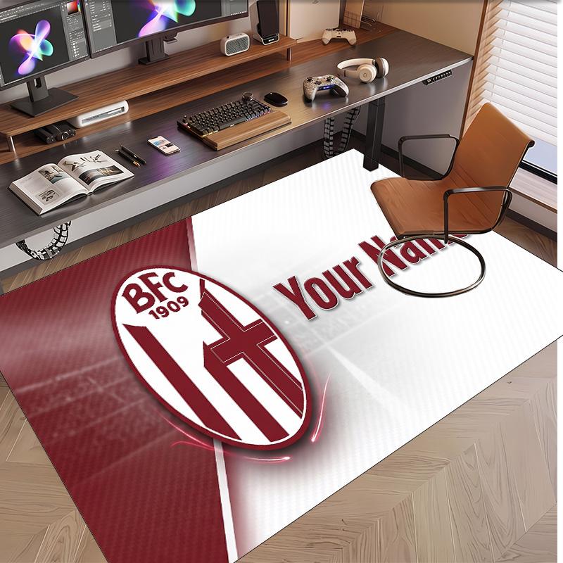 Personalized Crystal Velvet Carpet Bologna FC Pattern Non Slip Floor Rug