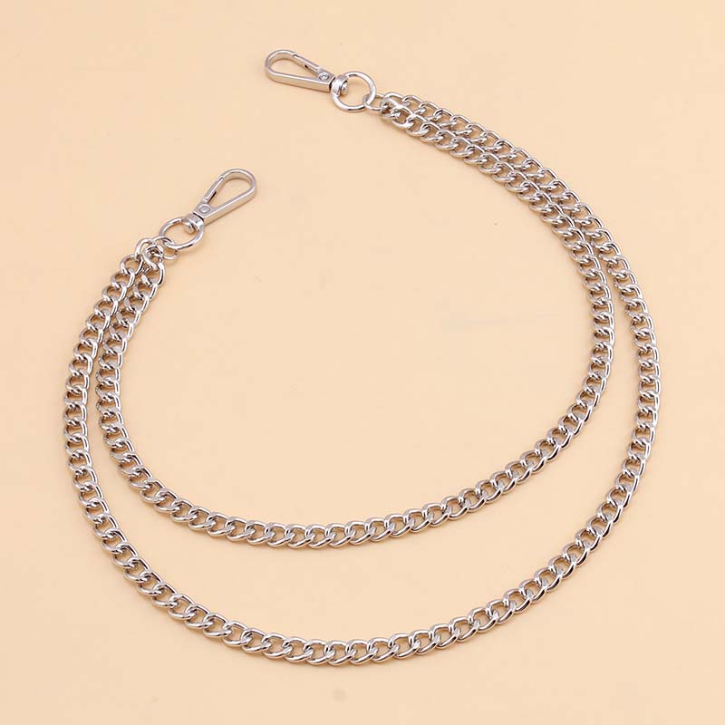 Punk Metal Double Layered Pants Chain for Men Women New Hip Hop Silver Color Jeans Waist Chain Party Jewelry Accessories
