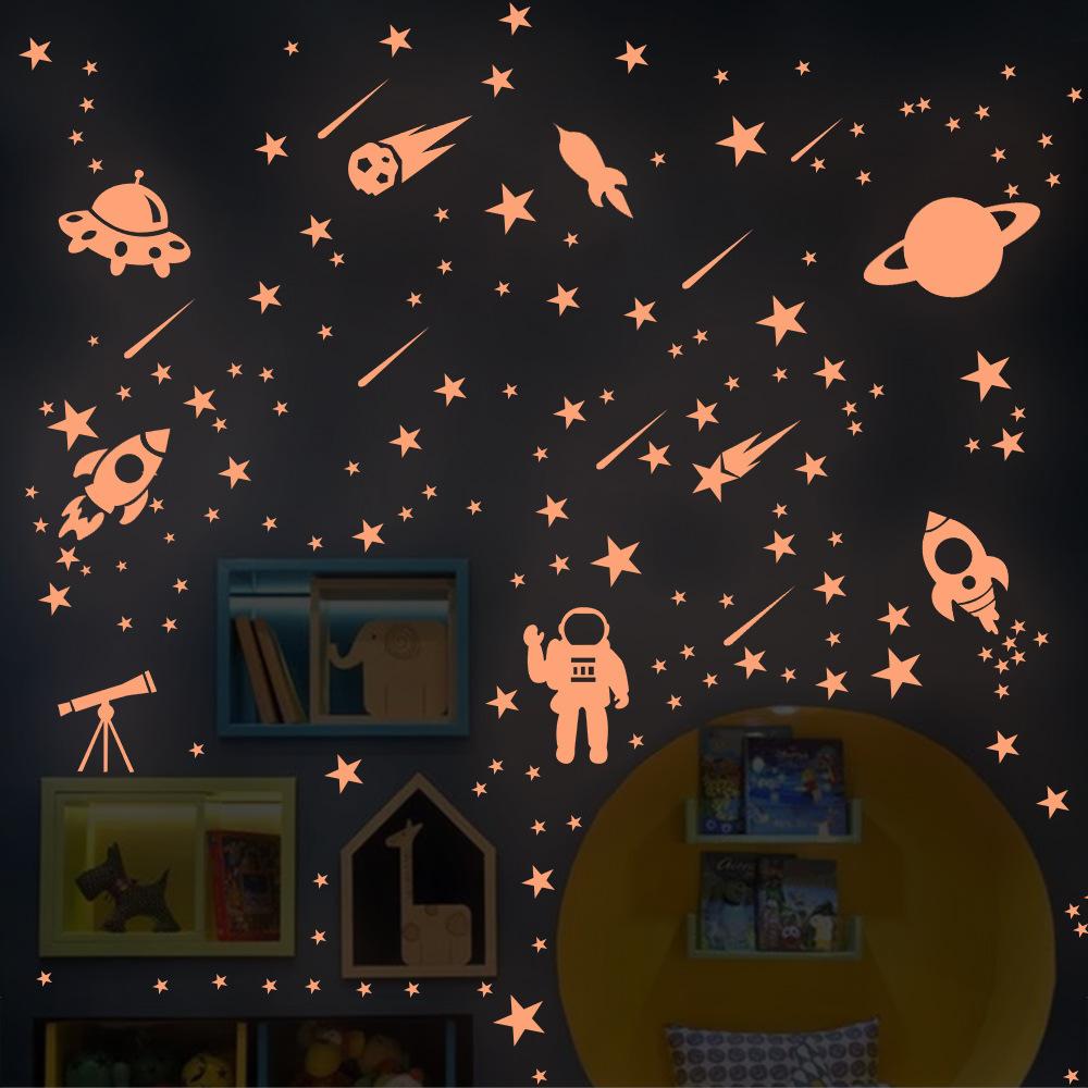 Glow In The Dark Moon And Star Wall Stickers For Kids Bedroom Living Room Decor Luminous Wall Decals Children's Room Wall Art Night Sky Stickers