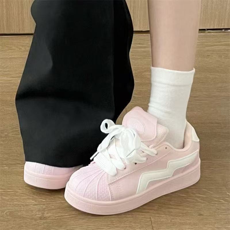Pink shell head bread shoes ins spring and summer student casual retro sports shoes