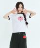 CGP (Women) Check Tomato Ringer Short Sleeve T-Shirt - White