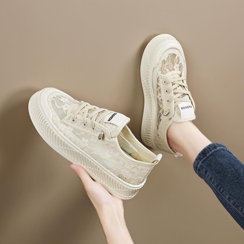 Women Summer Lace Casual Shoes Breathable Girl Black Shoes Plus Size