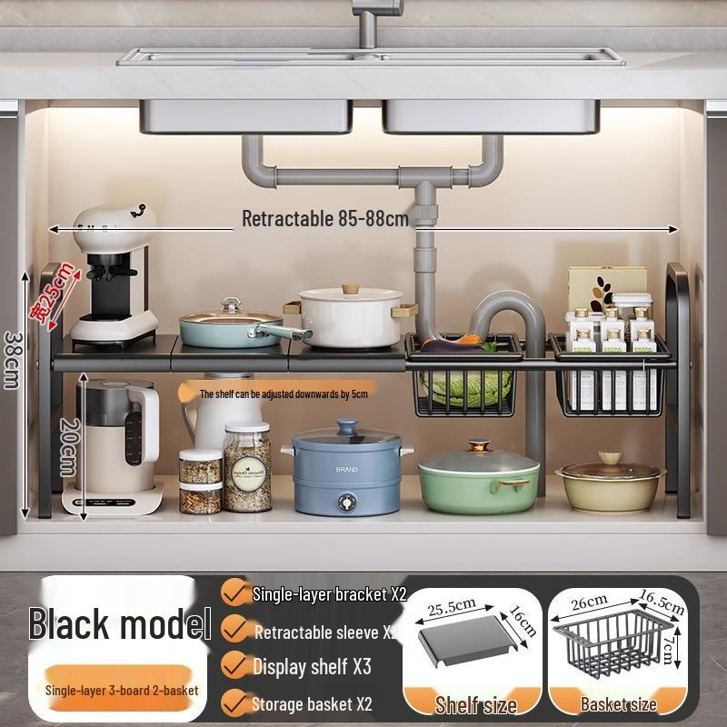 Organisateur de cuisine rétractable sous évier et support à casseroles