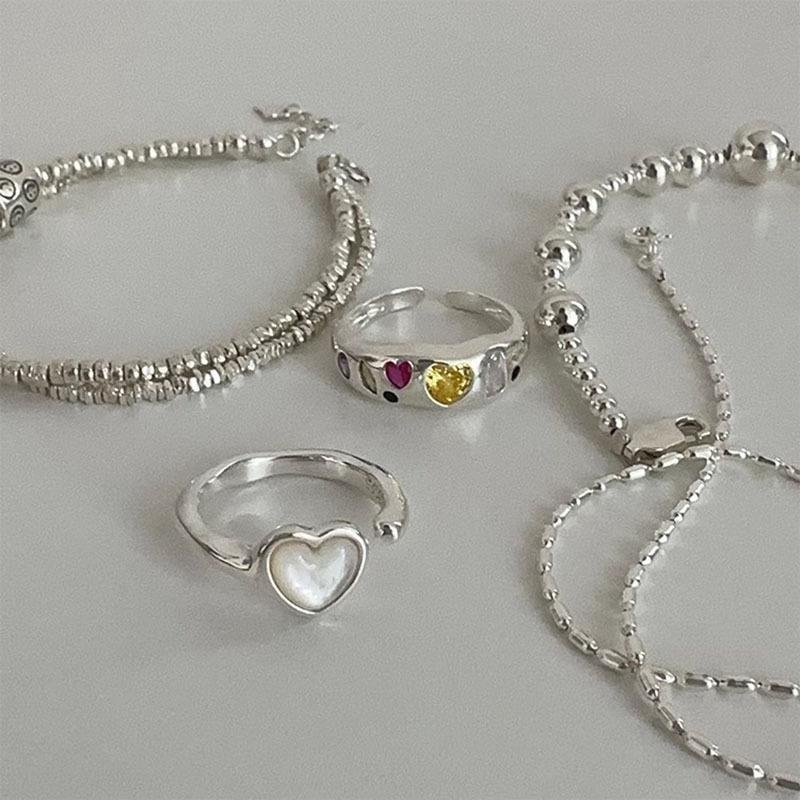 Stylish Korean Minimalist Heart Shaped Ring For Women Adjustable Fashion Accessory