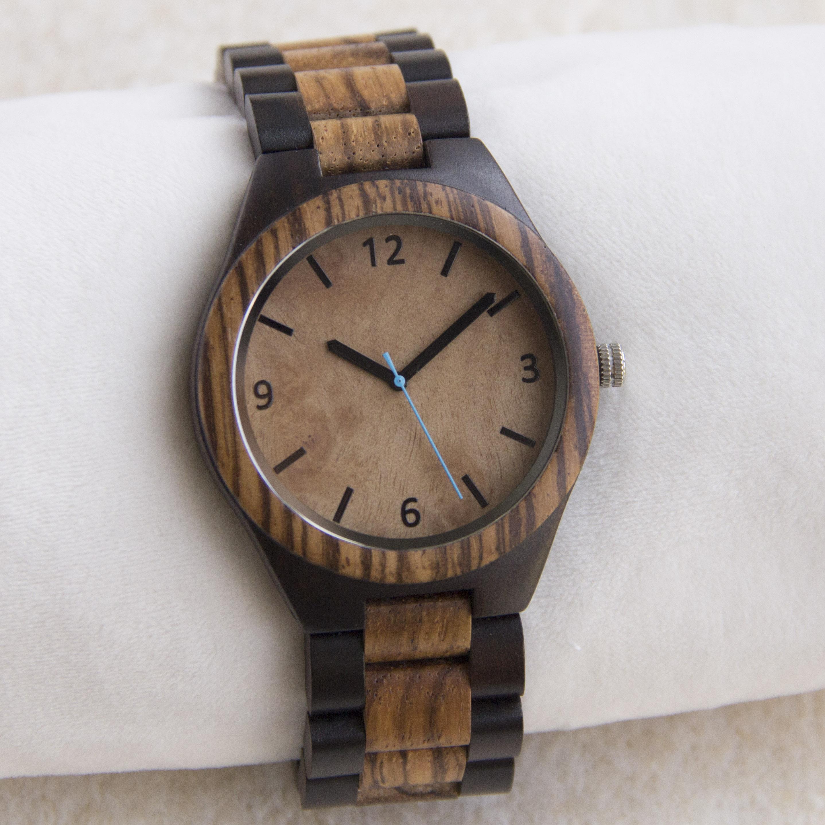44mm Custom Logo  Wooden Watch Quartz Watches for Men and Women wood band watch