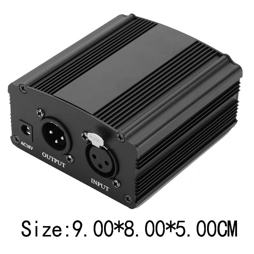 RANNYY Microphone Power Supply 48V Phantom Power Adapter for Condenser Microphones Mini 1-Channel US Regulations