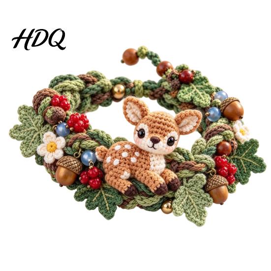 Pastoral Style Yarn Accessories Crochet Animal Bracelet DIY Kit Woodland Friends Craft Forest Jewelry Making Cute Squirrel Raccoon Frog Kit