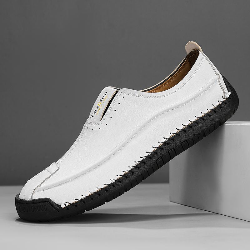 Handmade Genuine Leather Men's Casual Shoes Comfortable Moccasins Men Business Flats Shoes Driving Shoes