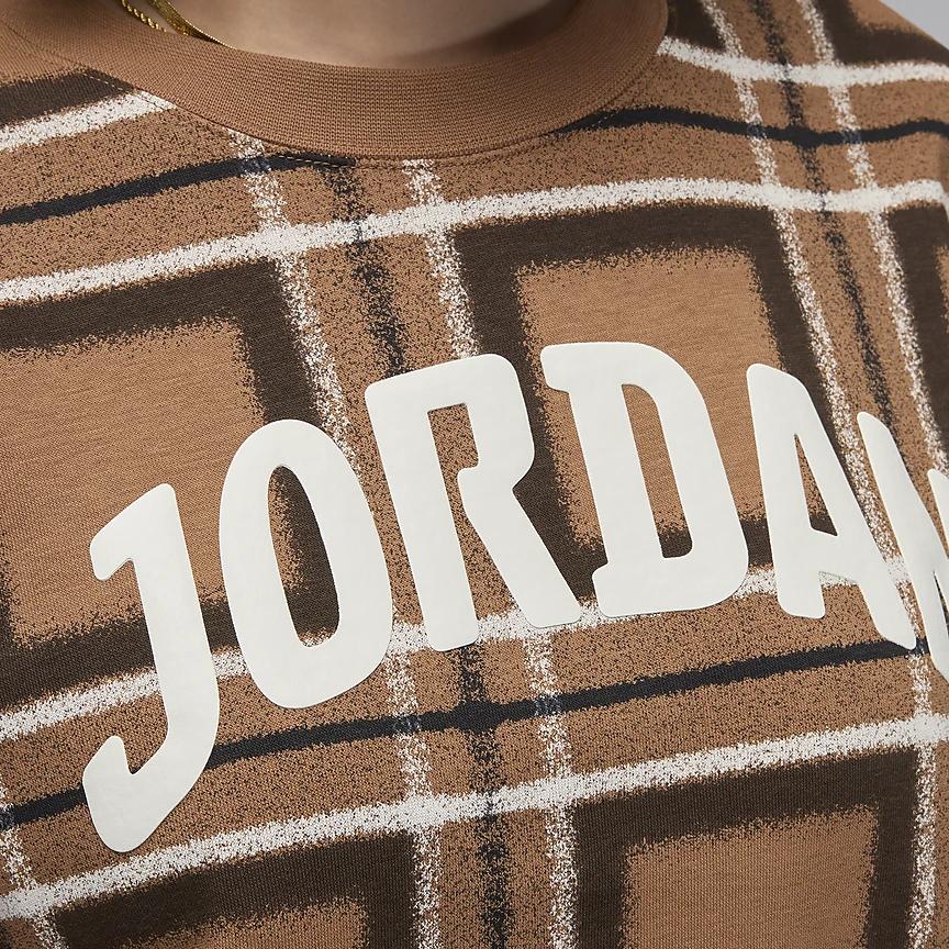 Jordan Brooklyn Fleece Lettered Crewneck Pullover Sweatshirt Women Sweatshirt Dark-Brown Sail HM5499-223